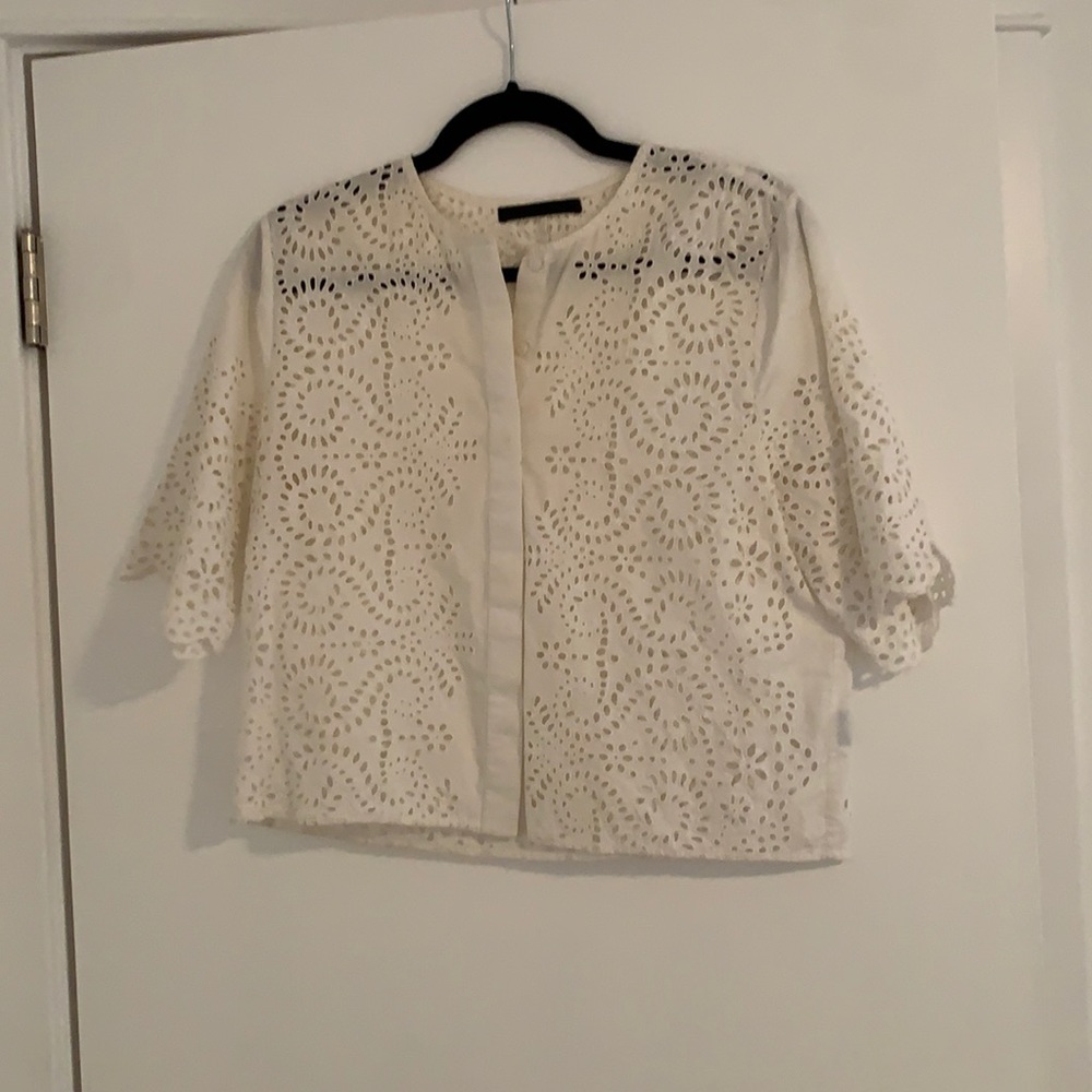 Jenni Kayne Eyelet Cotton White Button Down Top